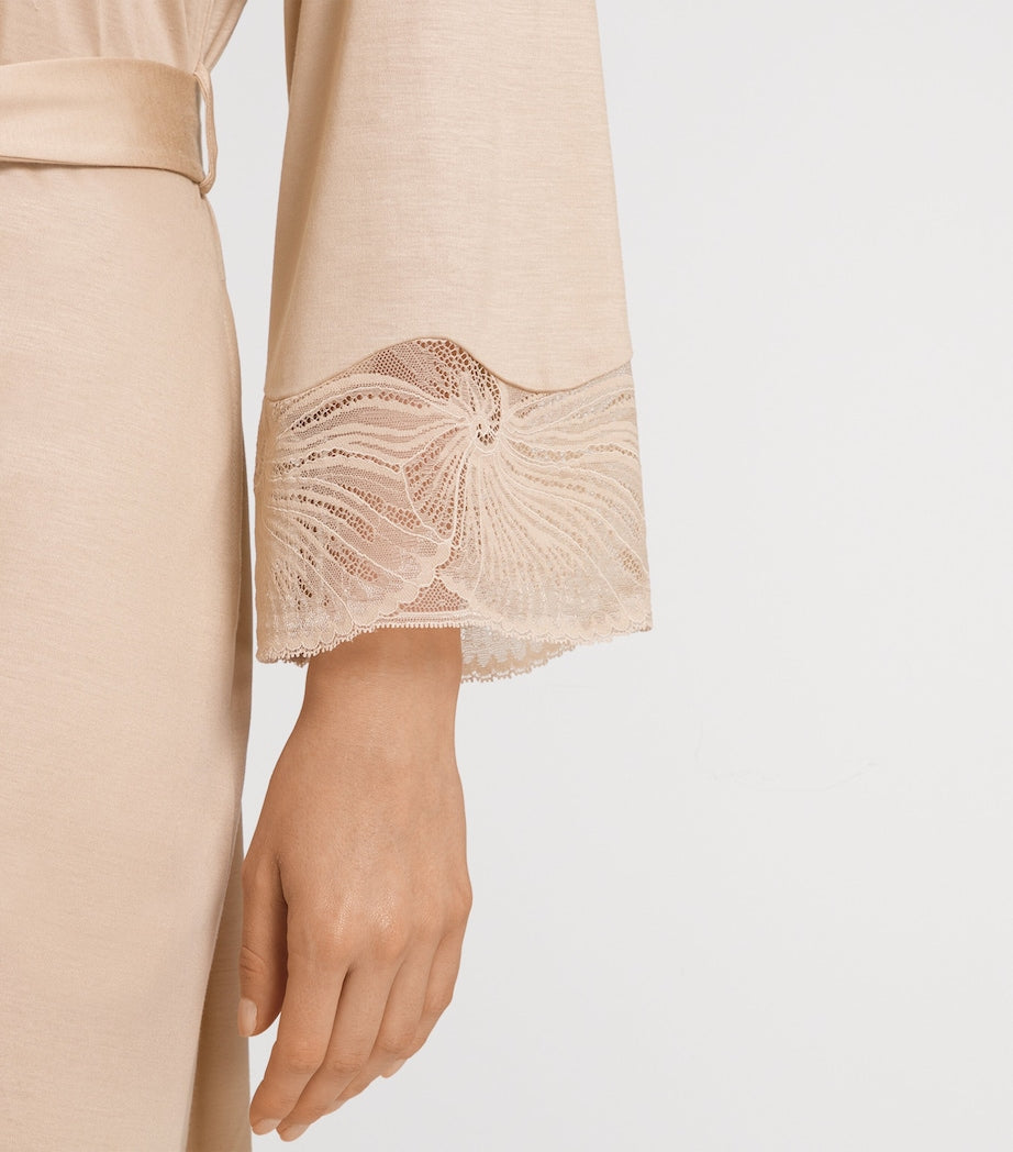 Hanro Beige Lace -Trim Lilith Robe