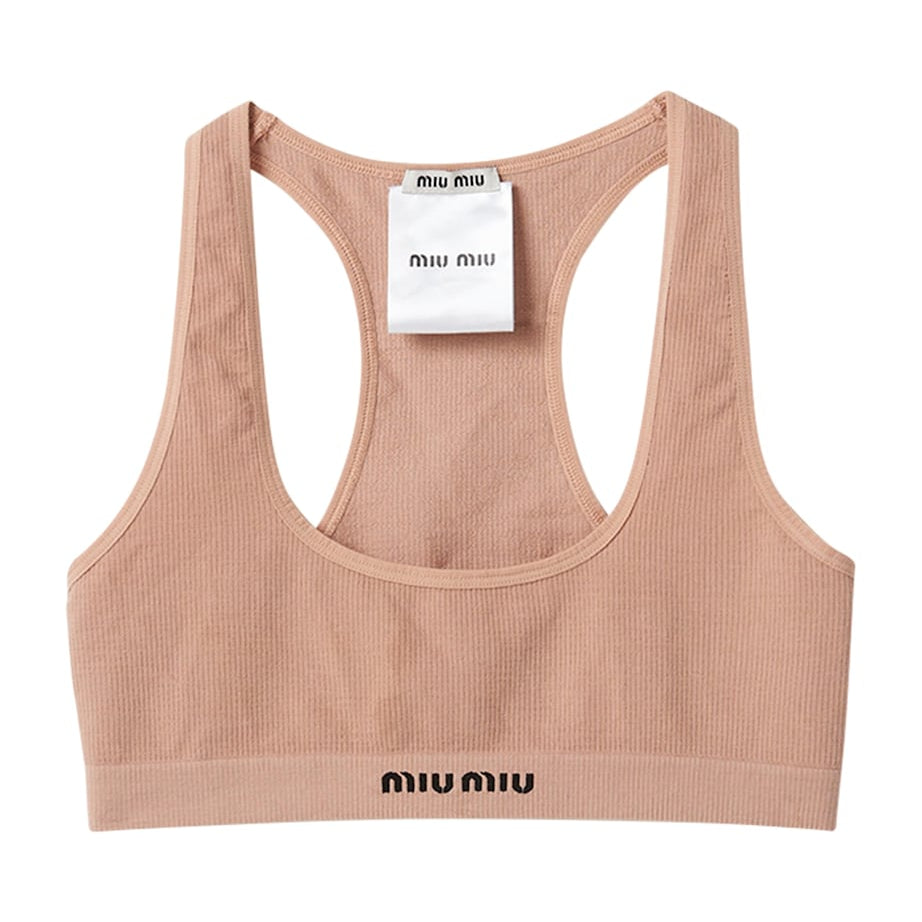 Miu Miu Nude Seamless Racerback Crop Top