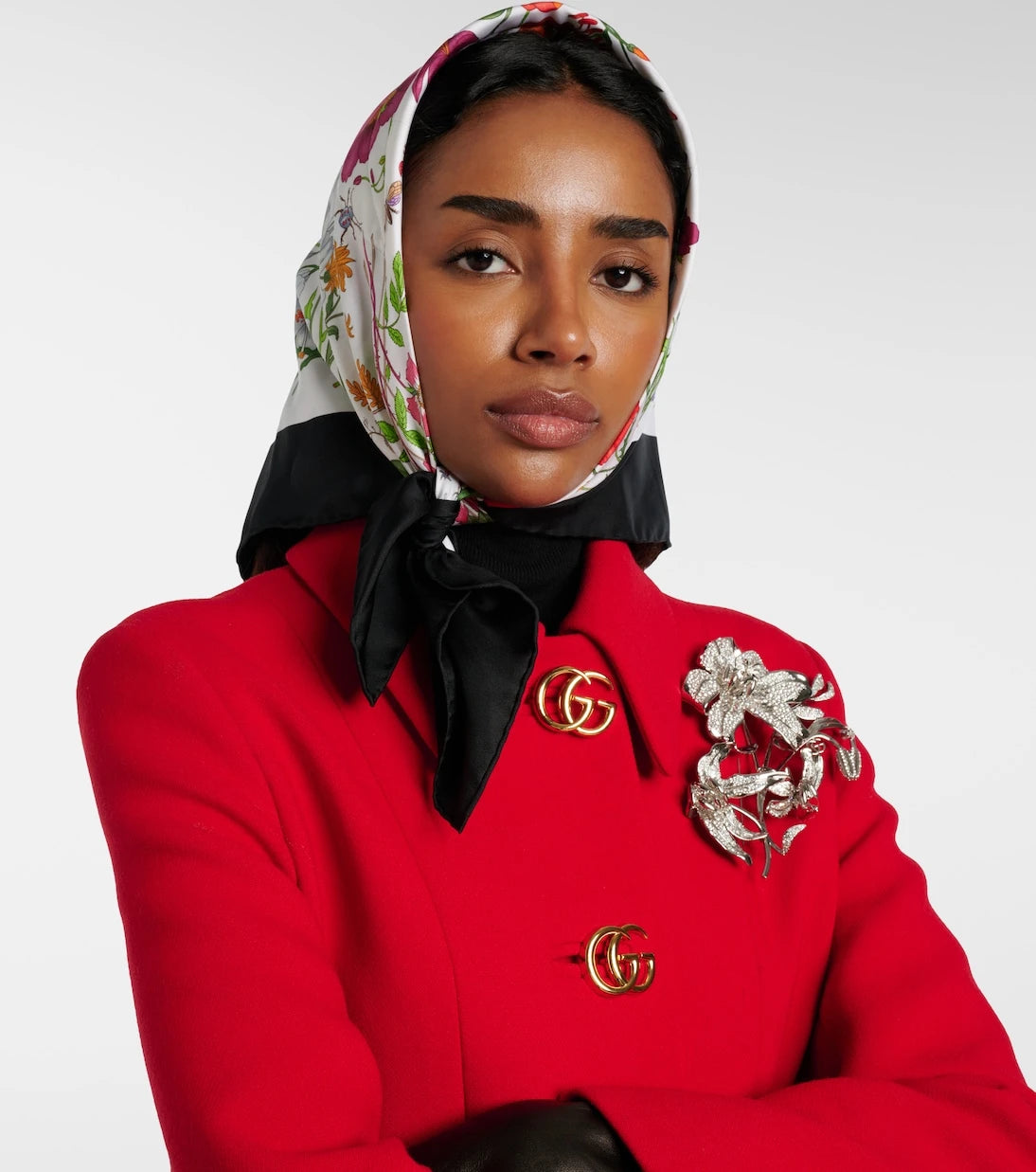 Gucci - Floral silk twill scarf