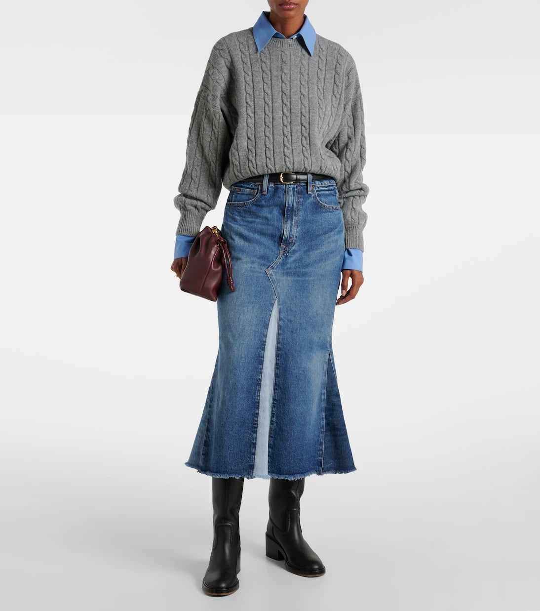 Polo Ralph Lauren - Deconstructed denim midi skirt