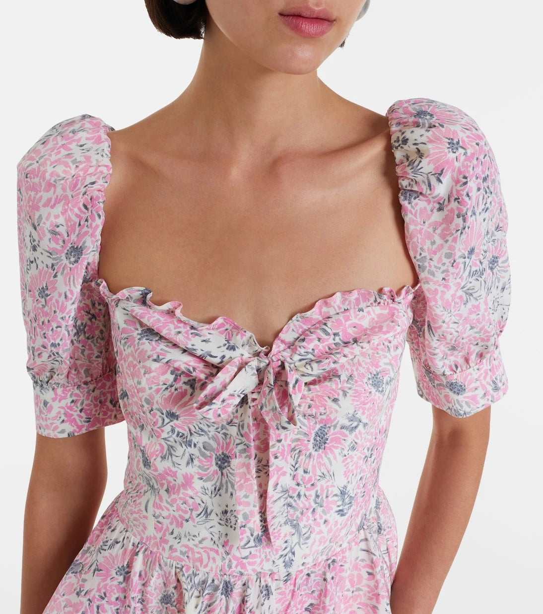 Alessandra Rich - Floral peplum silk midi dress