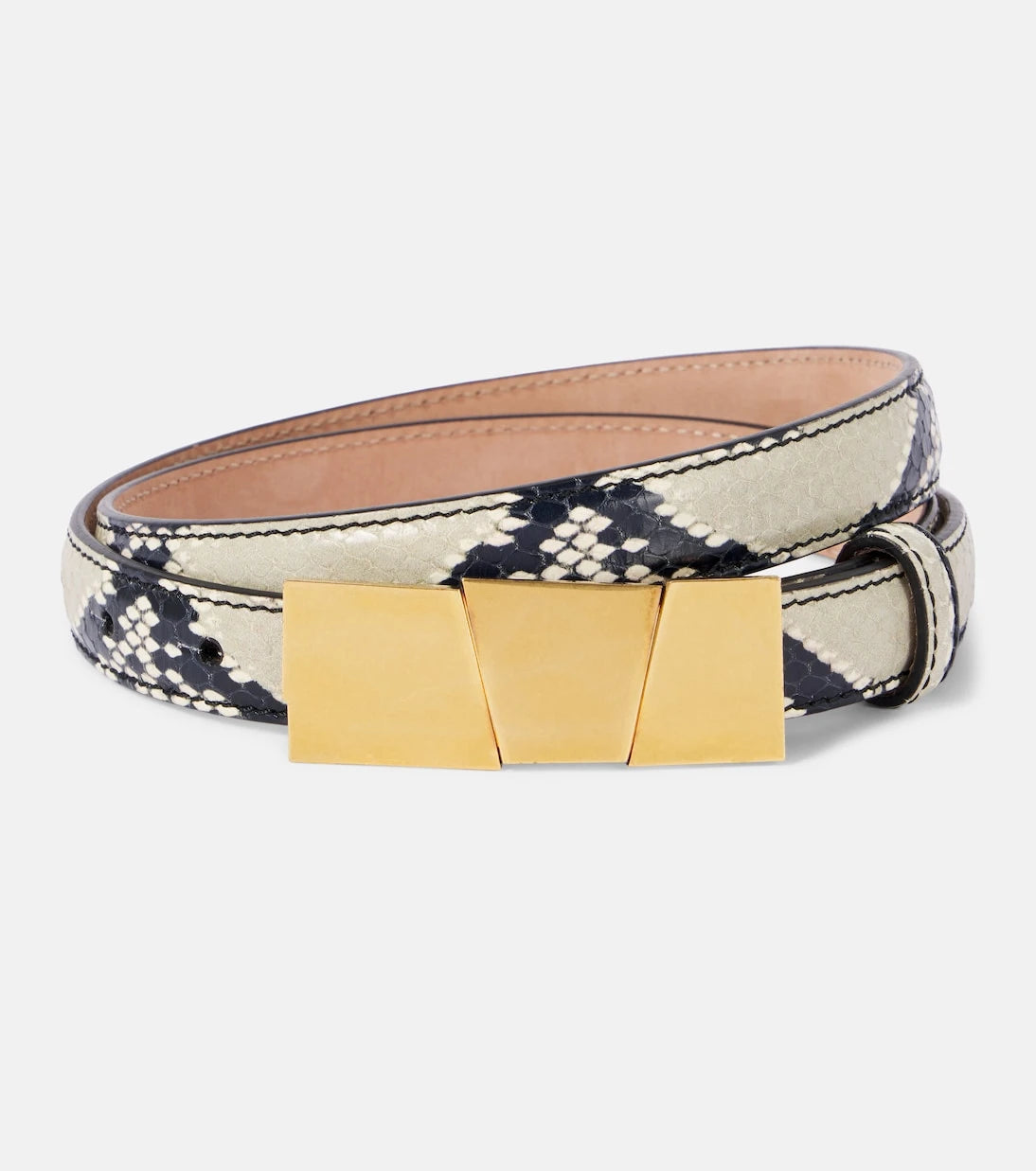 Khaite - Axel Small snake-effect leather belt