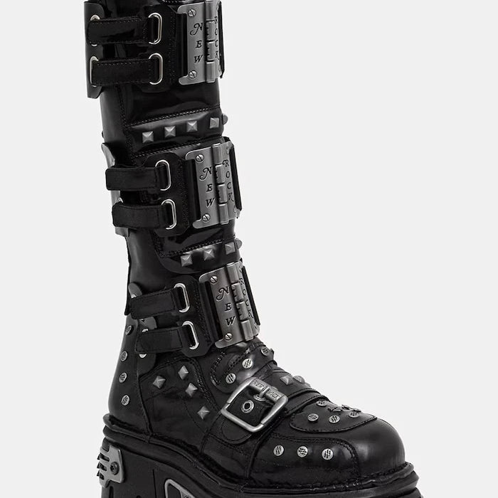 New Rock diz altı kadın deri bot NEGRO CHAROL NEGRO REACTOR E14