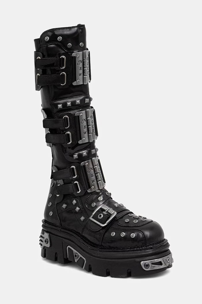 New Rock diz altı kadın deri bot NEGRO CHAROL NEGRO REACTOR E14