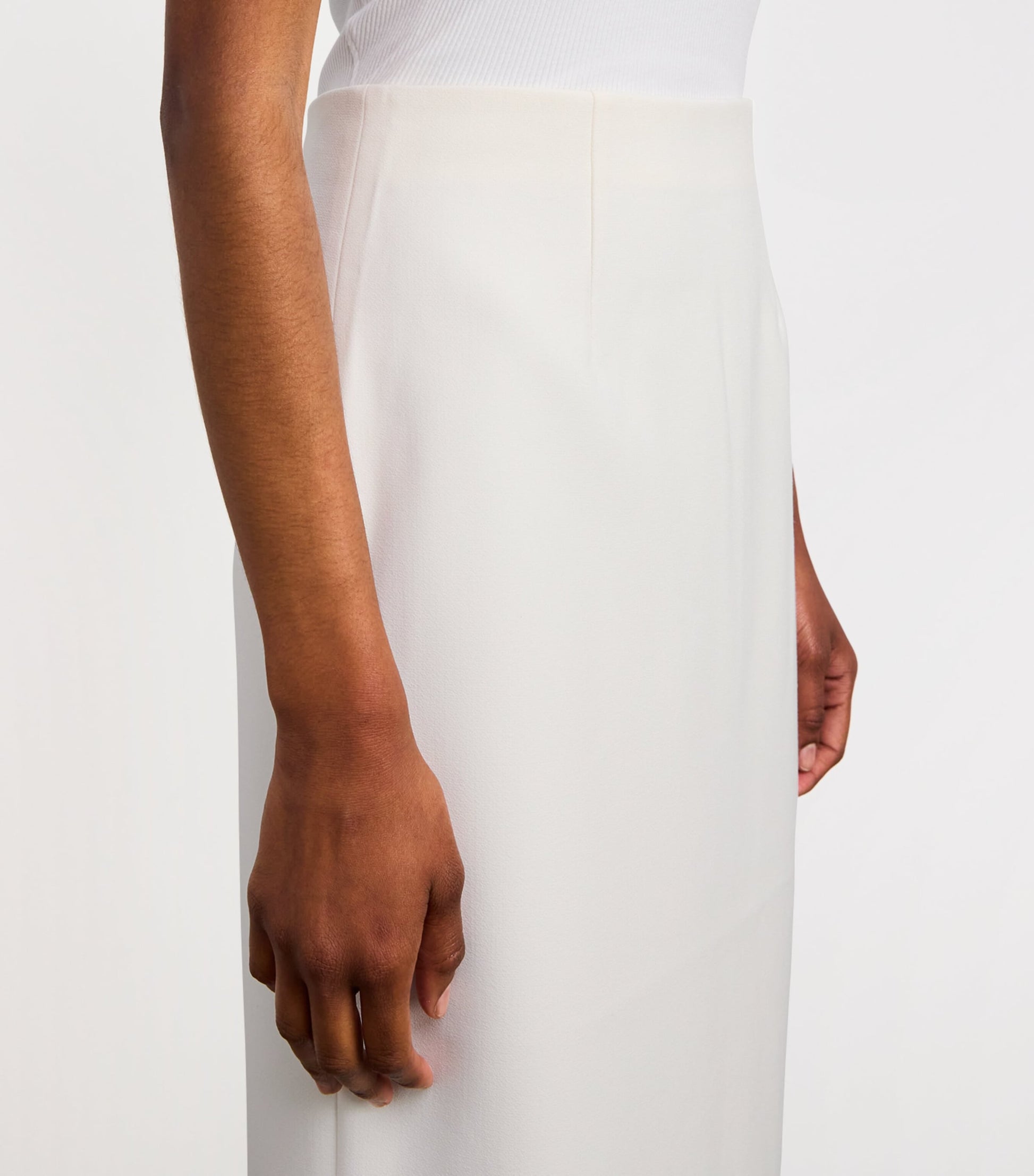 Roland Mouret White Crepe Midi Pencil Skirt
