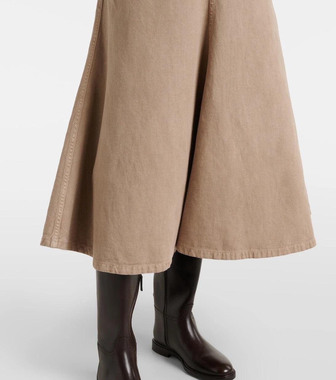 Brunello Cucinelli - Cotton and linen denim midi skirt
