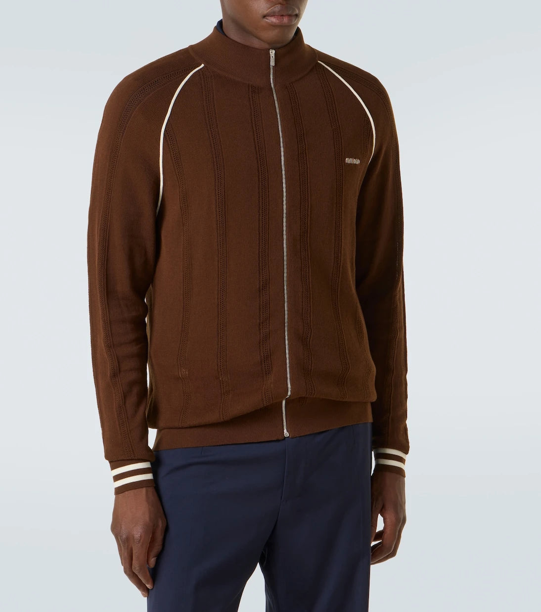 Miu Miu - Logo cotton-blend zip-up cardigan