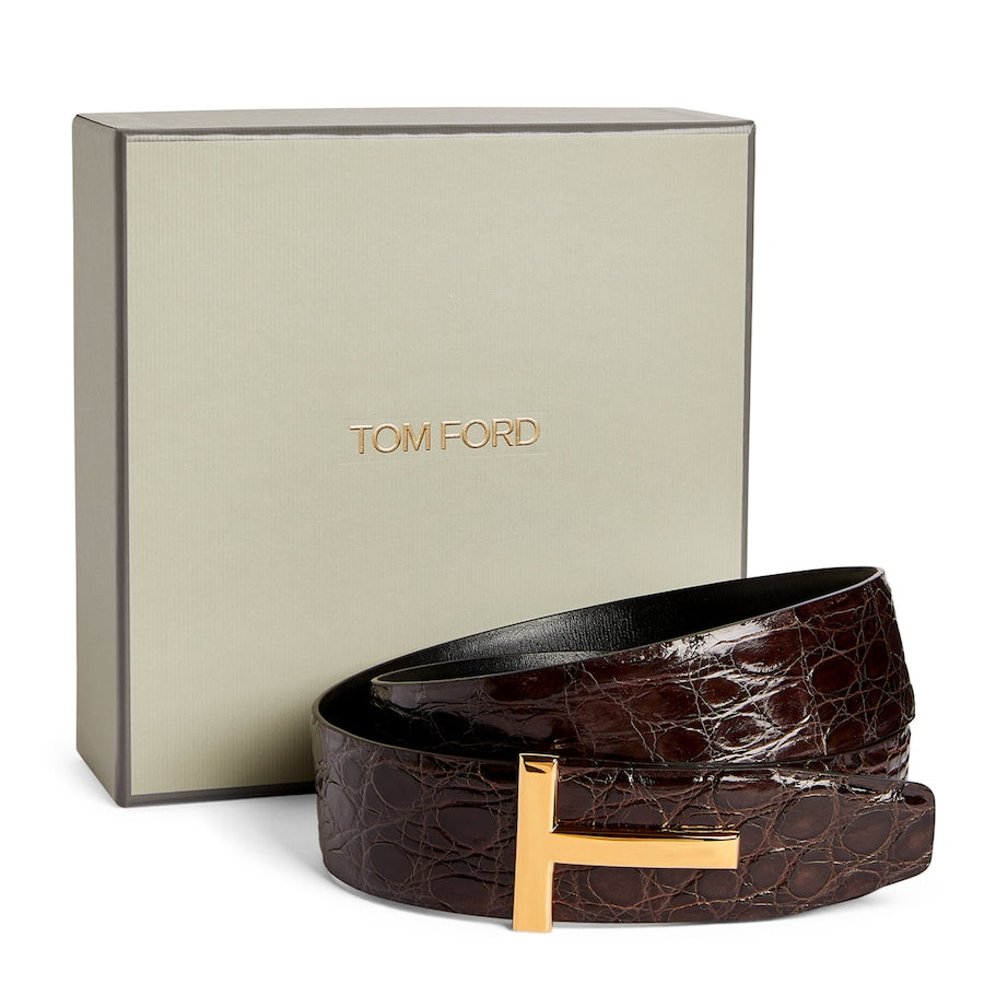 Leather Reversible T Icon Belt