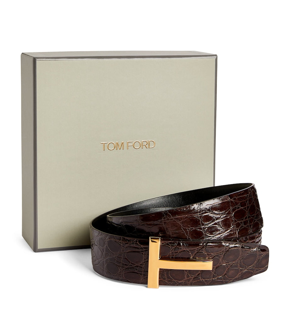 Leather Reversible T Icon Belt
