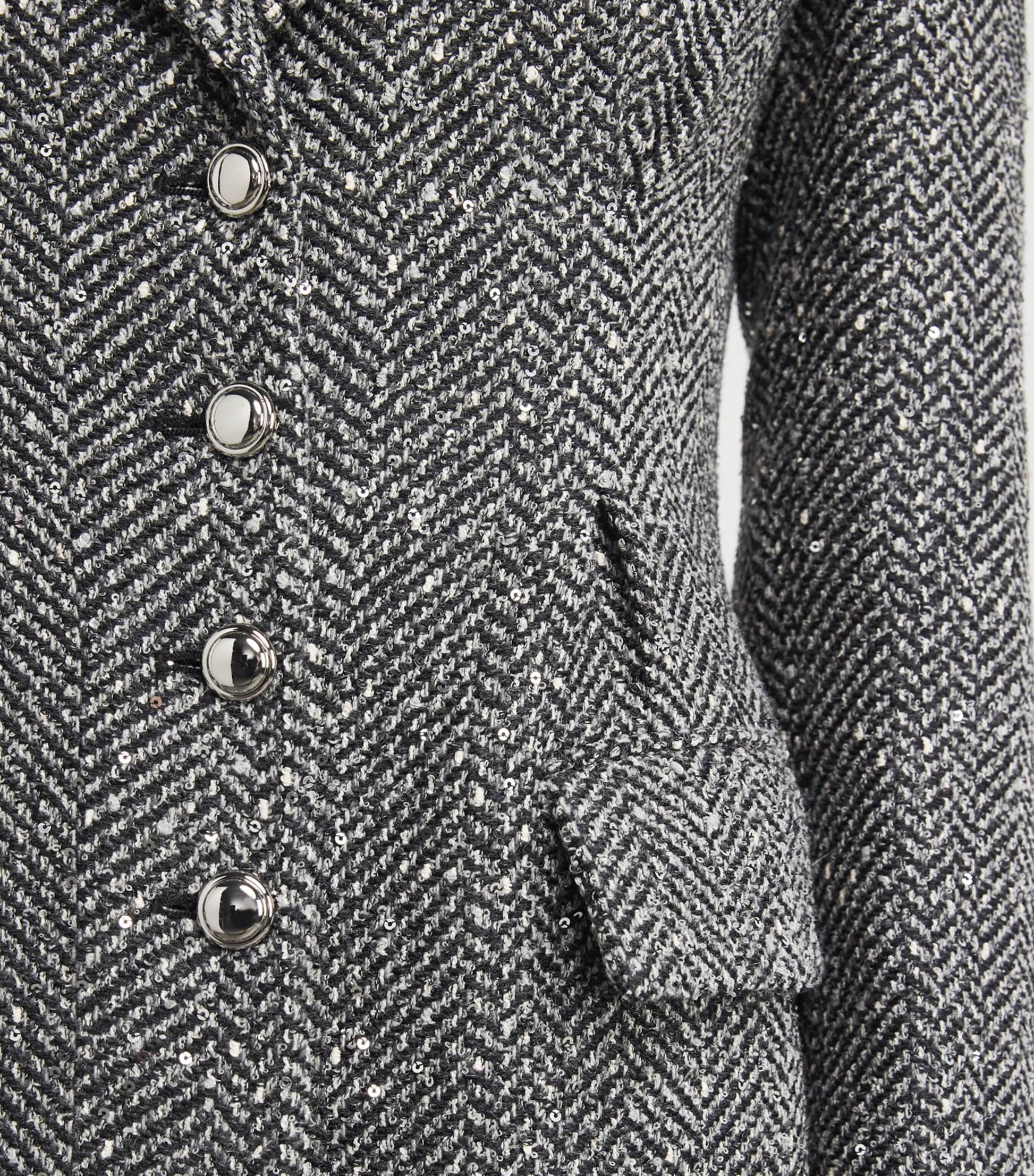 Alessandra Rich Grey Tweed Sequinned Coat