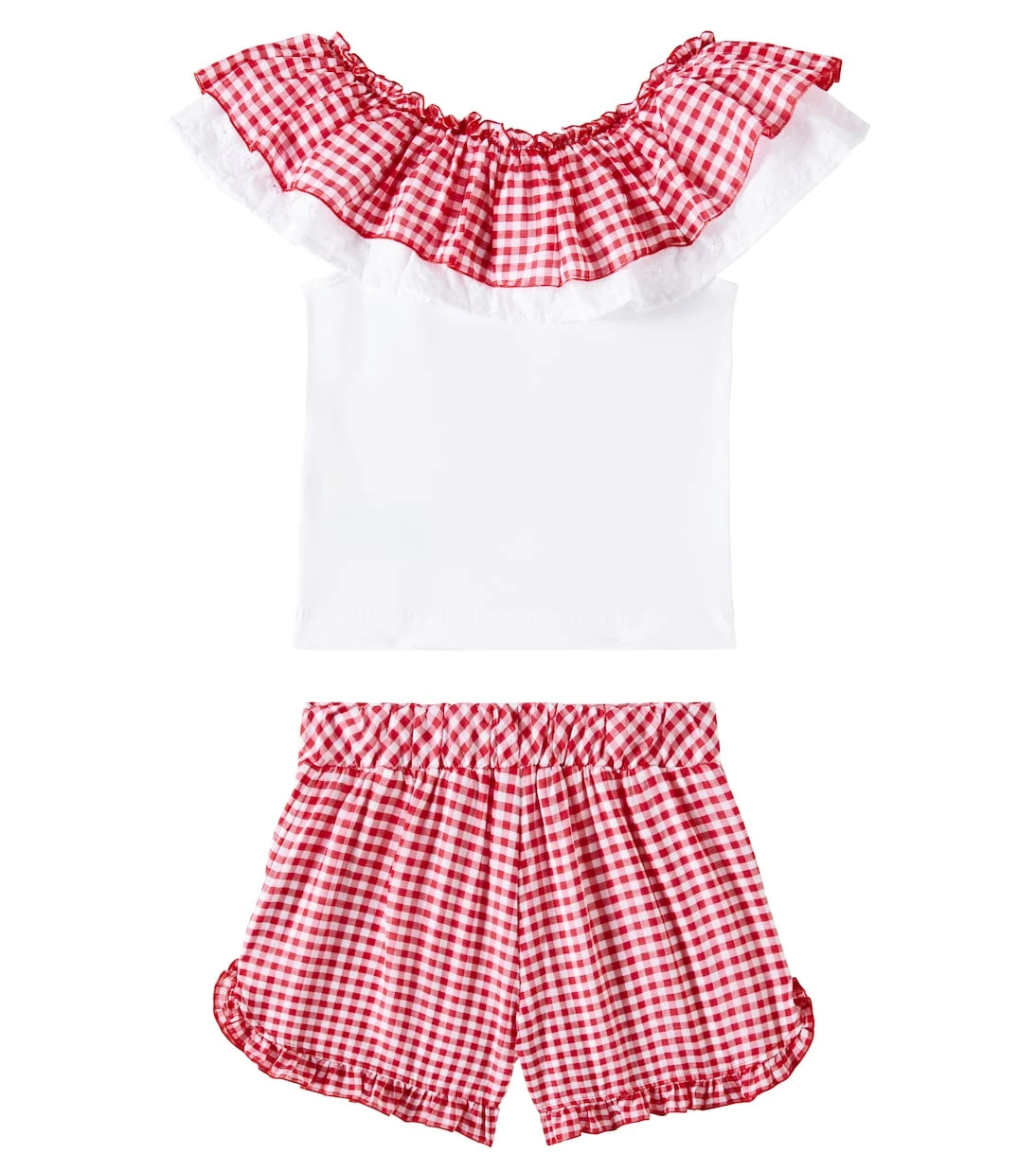 Monnalisa - Gingham cotton-blend top and shorts