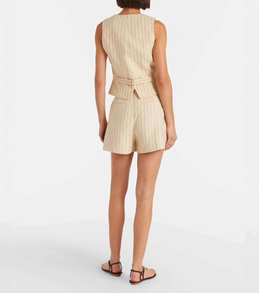 Zimmermann - Striped belted linen shorts