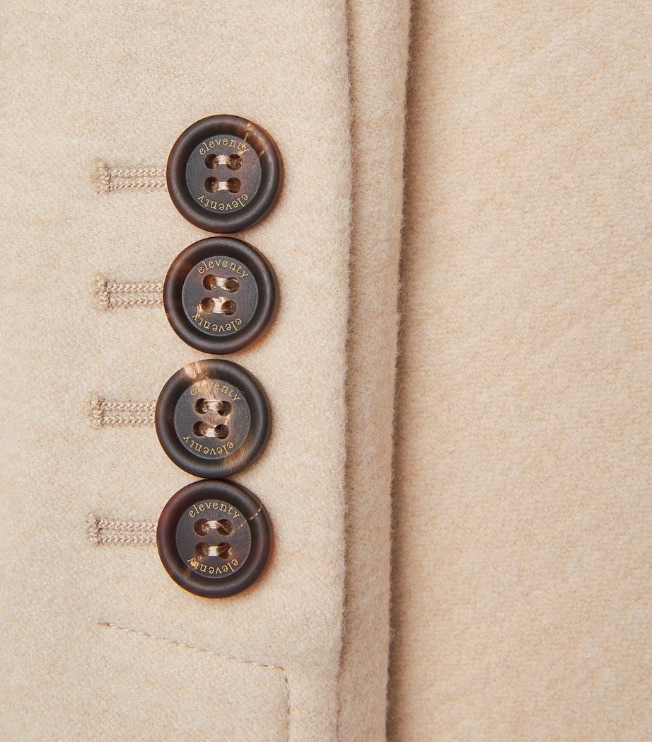 Eleventy Beige Wool Double-Breasted Pea Coat