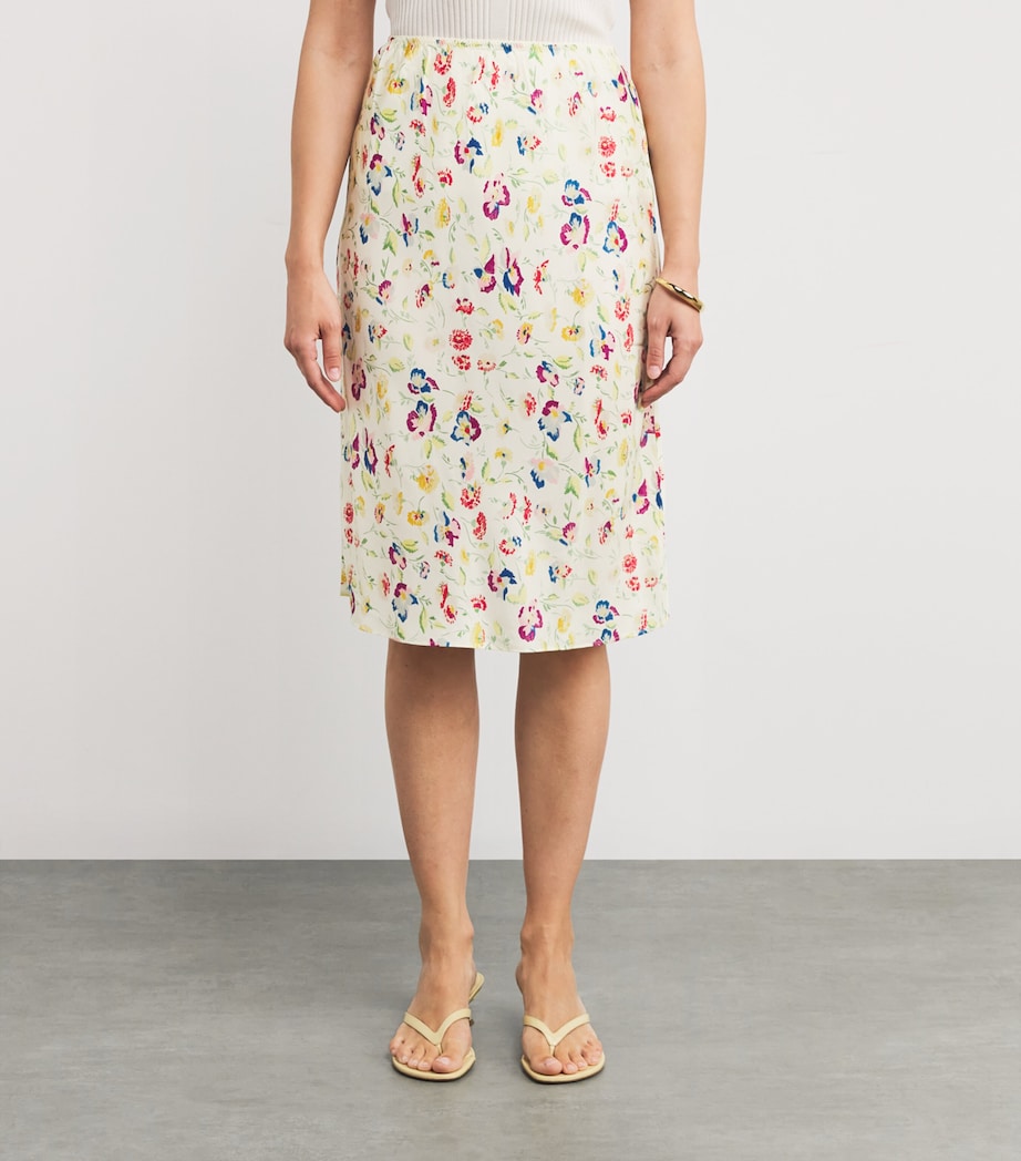 DÔEN Multi Silk-Blend Satin Elowette Midi Skirt