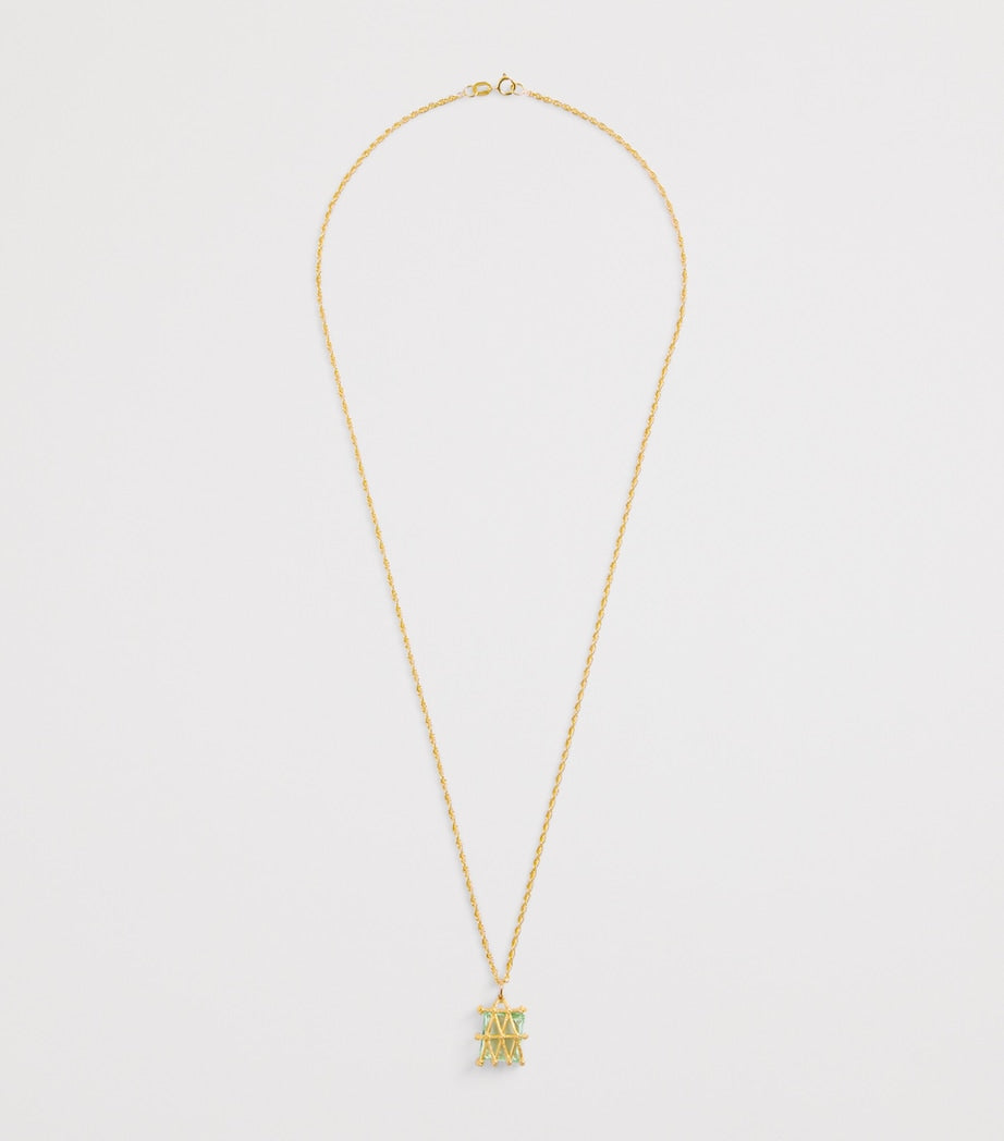 Bleue Burnham Yellow Gold and Sapphire Basket Pendant Necklace