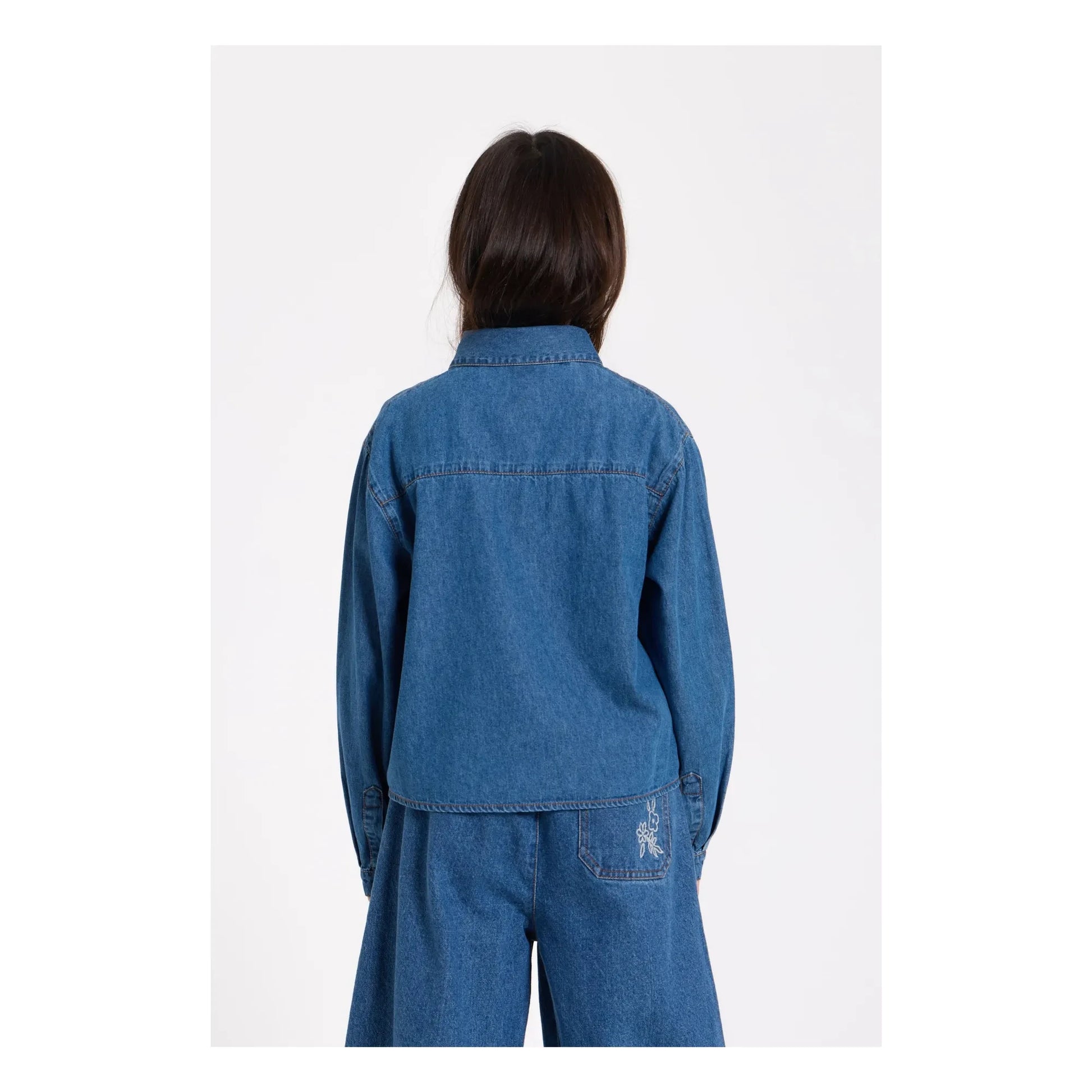 Hundred Pieces - Clara Embroidered Short Shirt | Denim blue