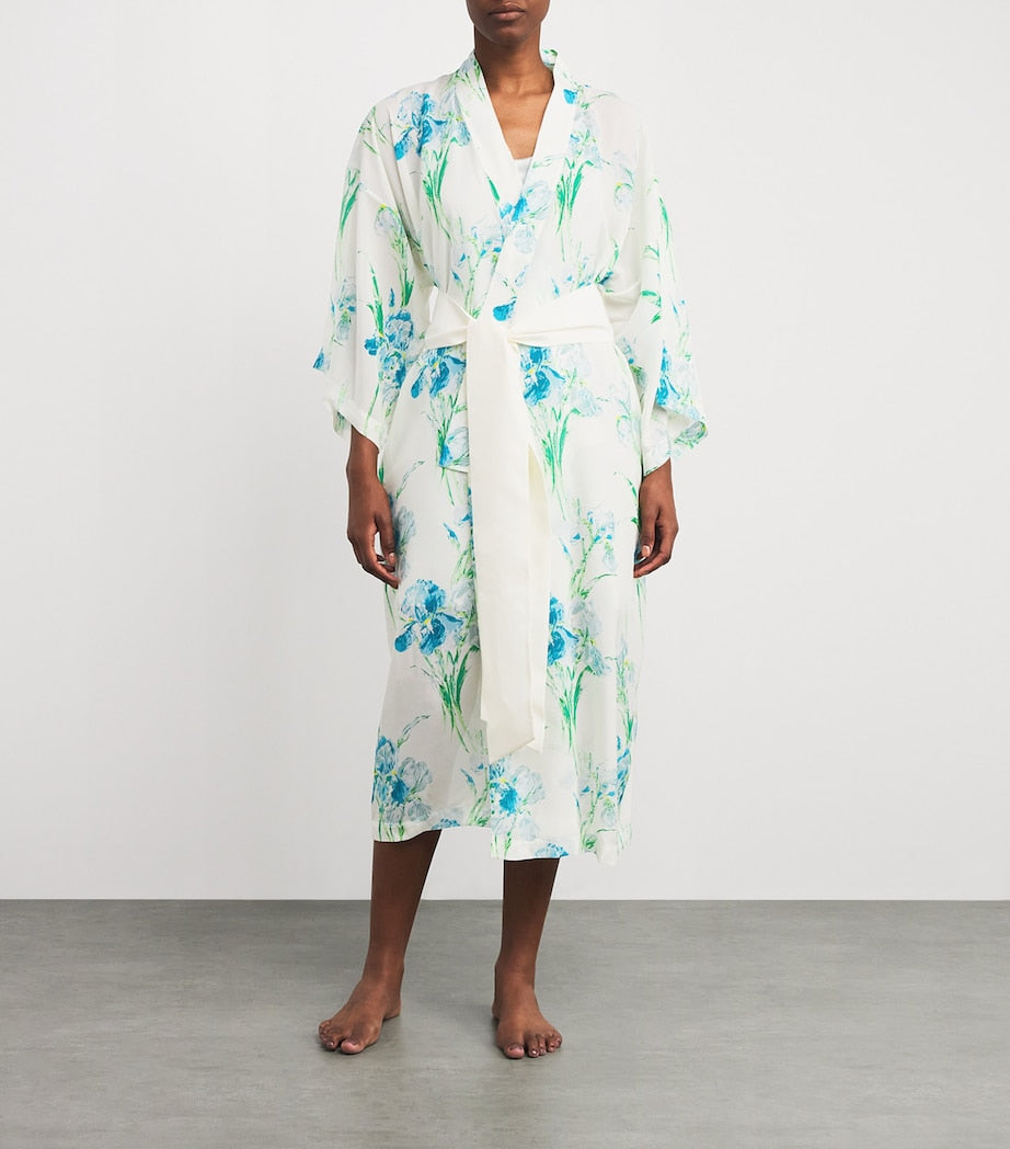 Silk Floral Amaya Samphire Robe