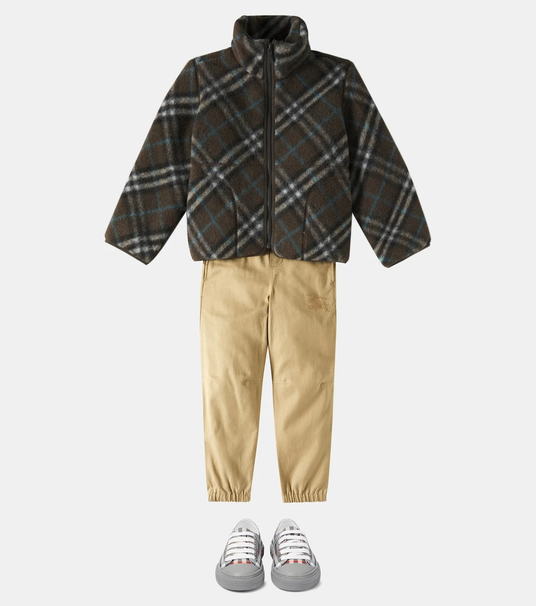 Burberry Kids - جاكيت بربري كاروهات من الصوف المخلوط
