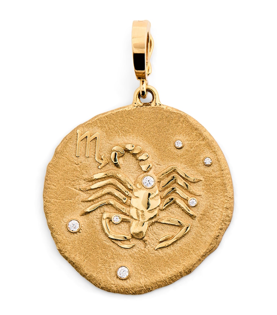 Large Yellow Gold and Diamond Scorpio Coin Charm