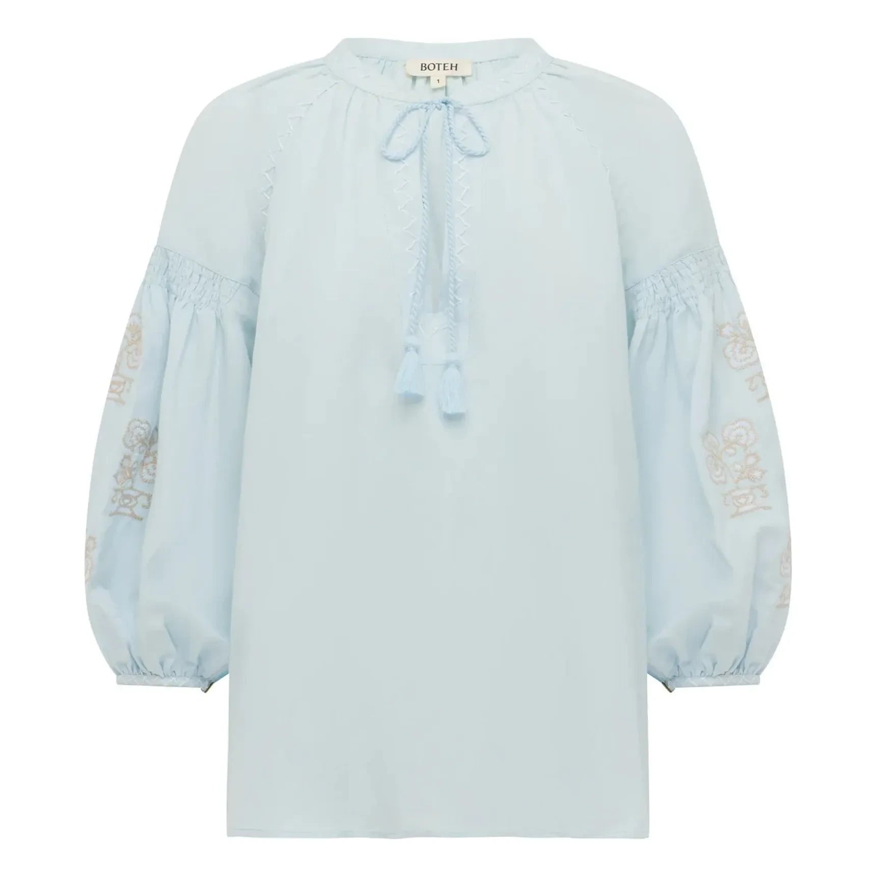 Boteh - Melissa Cotton Embroidery Blouse | Light blue