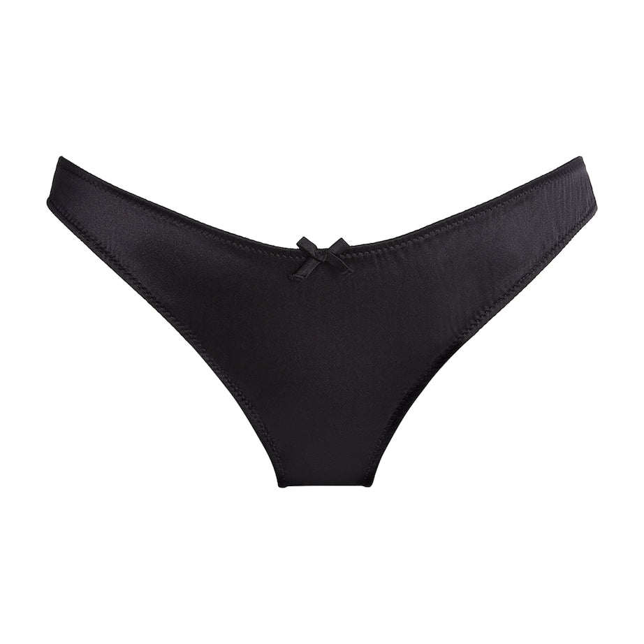 Fleur Du Mal Black Stretch-Silk Luxe Cheeky Briefs