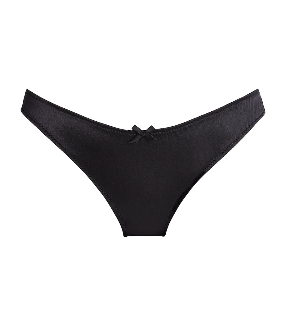Fleur Du Mal Black Stretch-Silk Luxe Cheeky Briefs
