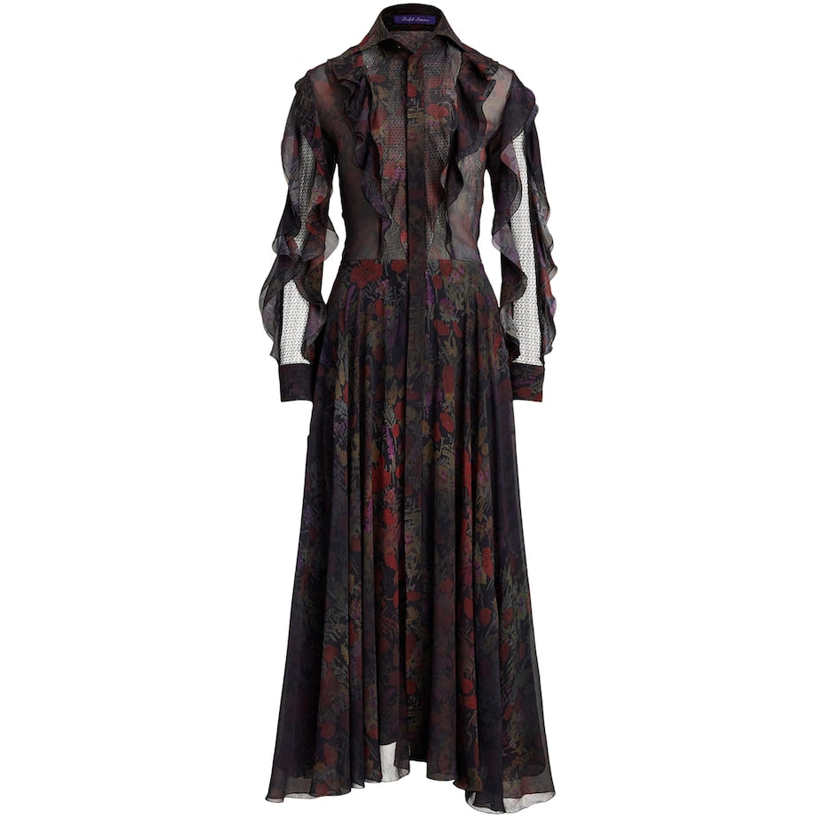 Ralph Lauren Collection Black Silk Melony Midi Dress