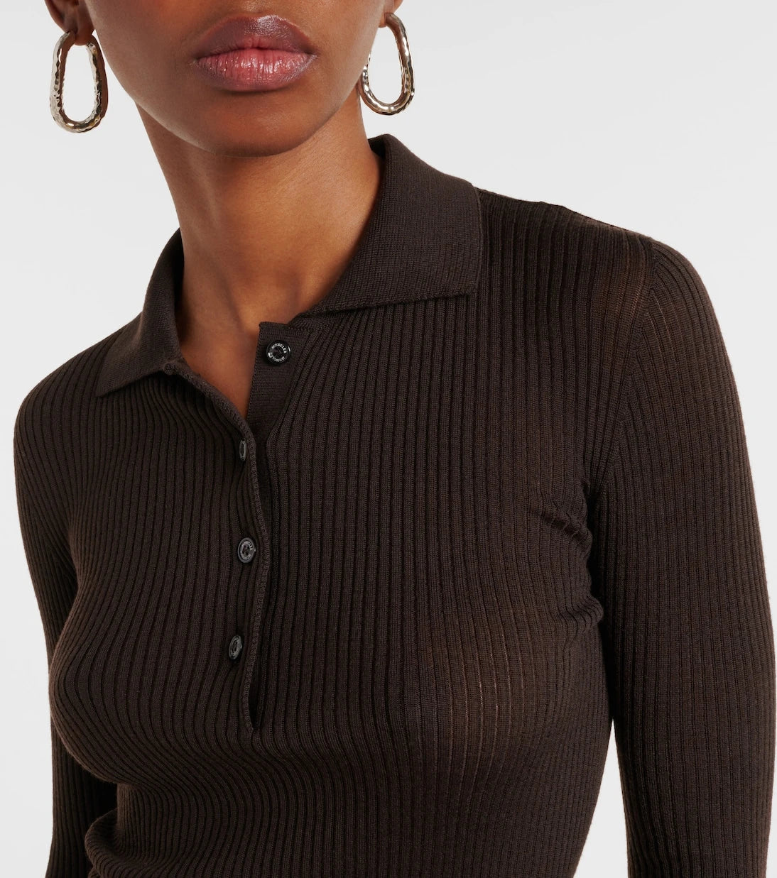 Moncler - Ribbed-knit wool polo shirt