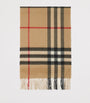 Burberry Beige Cashmere Contrast Check Scarf