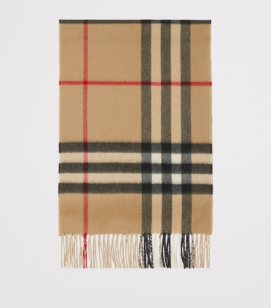Burberry Beige Cashmere Contrast Check Scarf