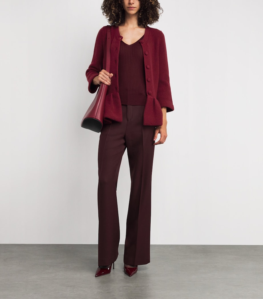 Burgundy Cashmere Peplum Cardigan