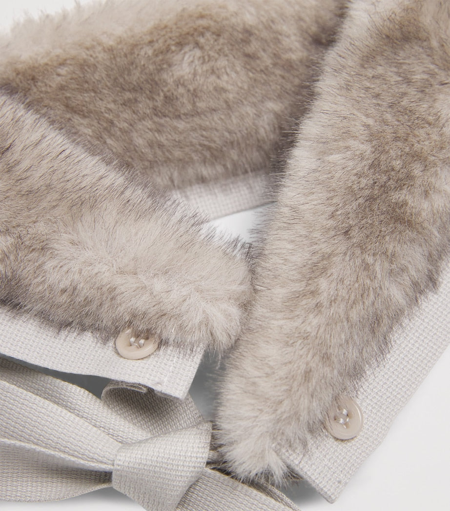 Max Mara Grey Faux Fur Hood Trim