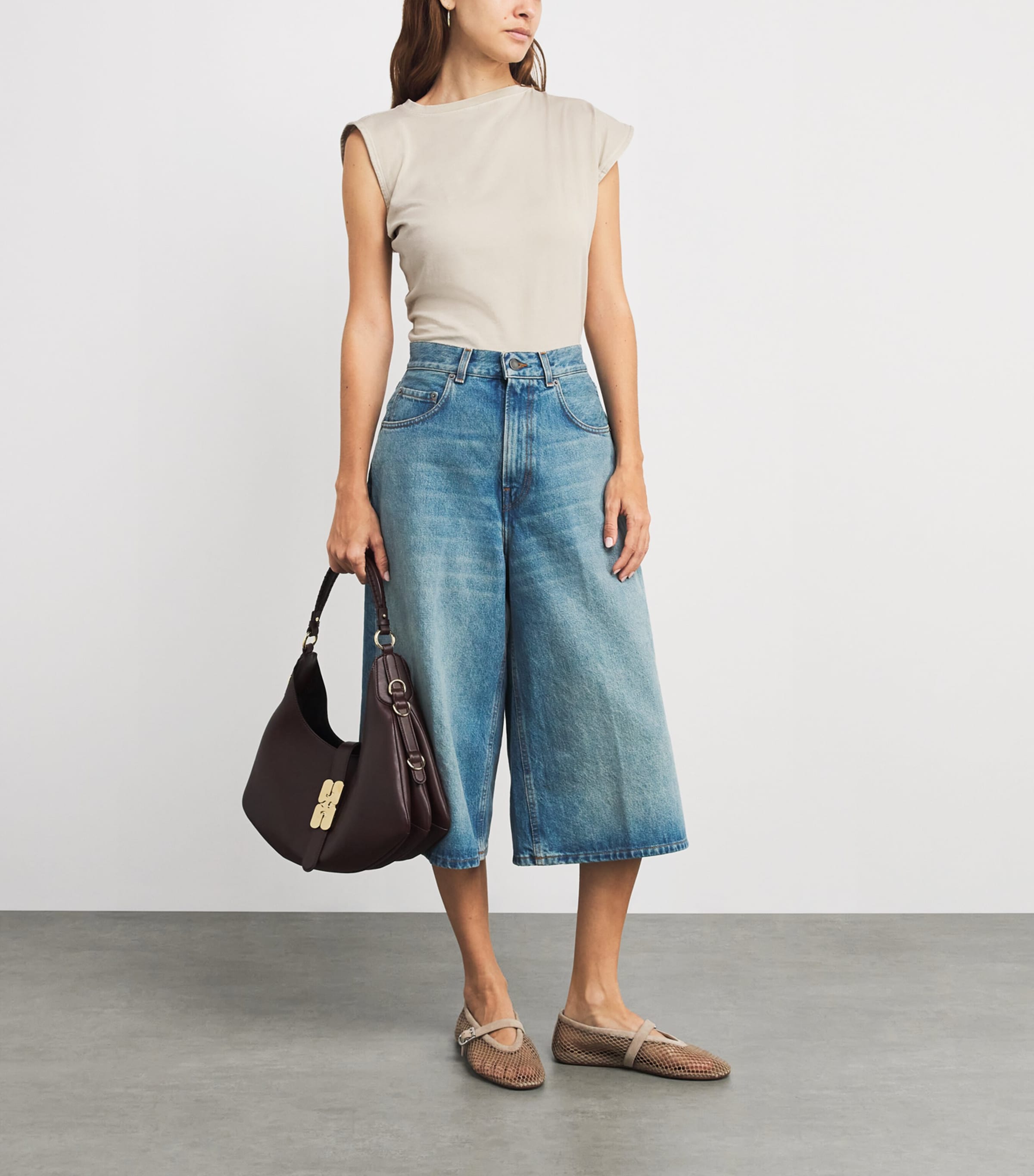 AGOLDE Beige Organic Cotton Beth T-Shirt