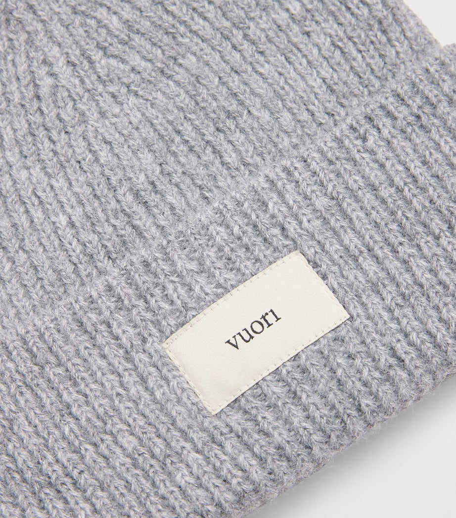 Rib-Knit Label Beanie