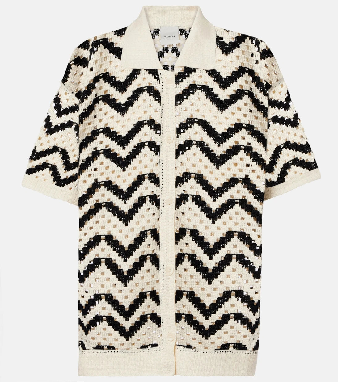 Varley - Anais crochet cotton polo shirt