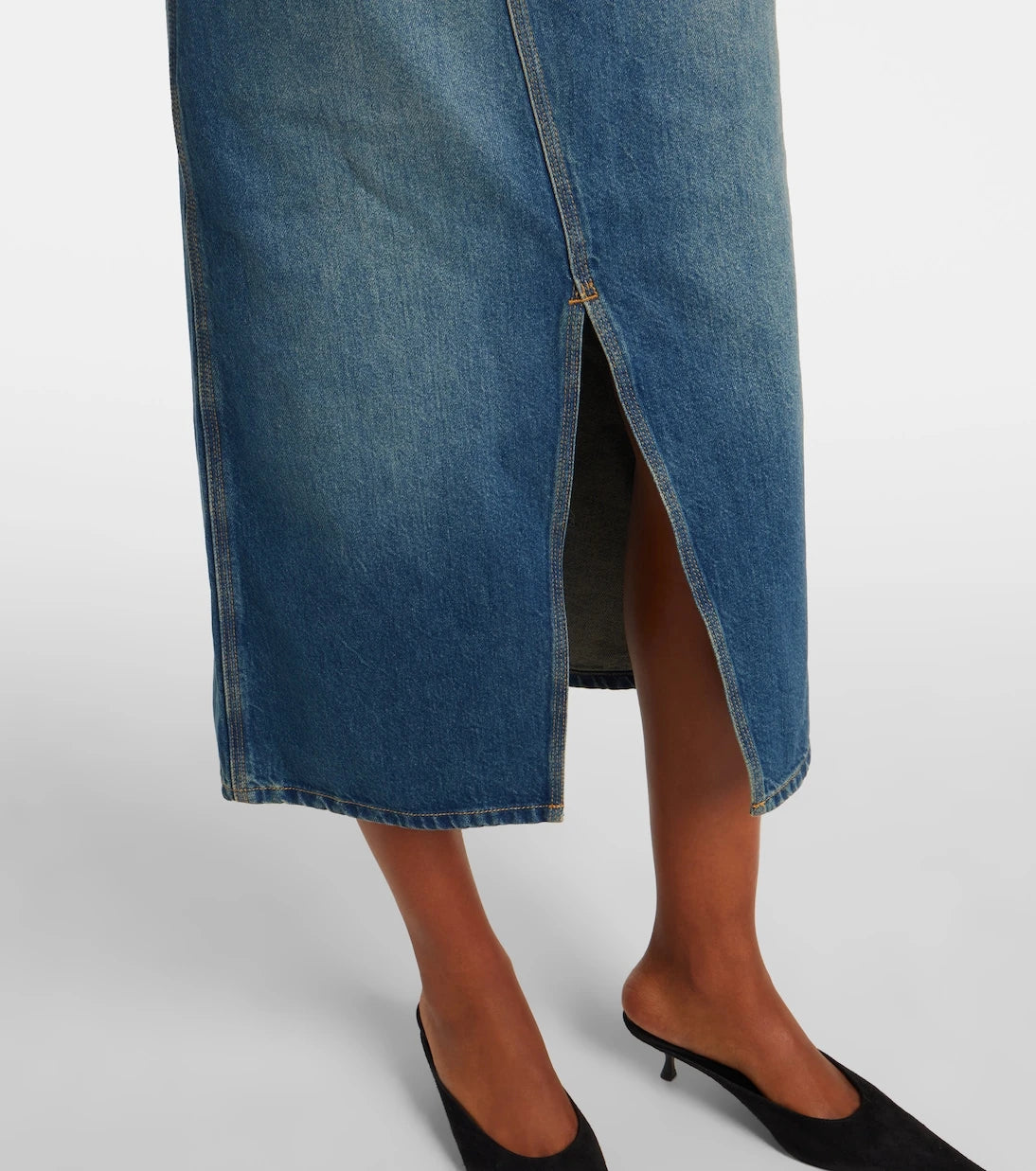 Victoria Beckham - Asymmetric denim midi skirt