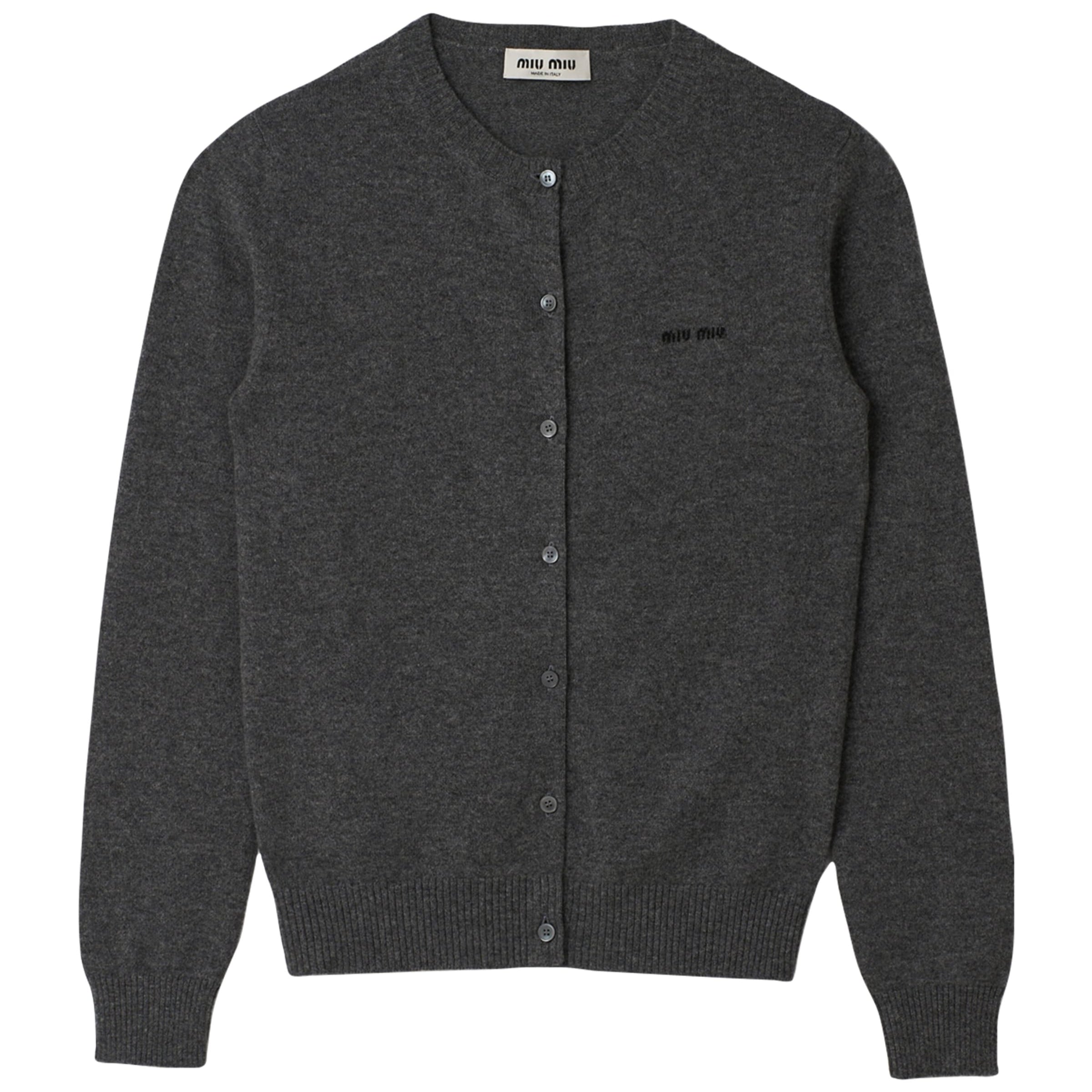 Grey Cashmere Logo Cardigan
