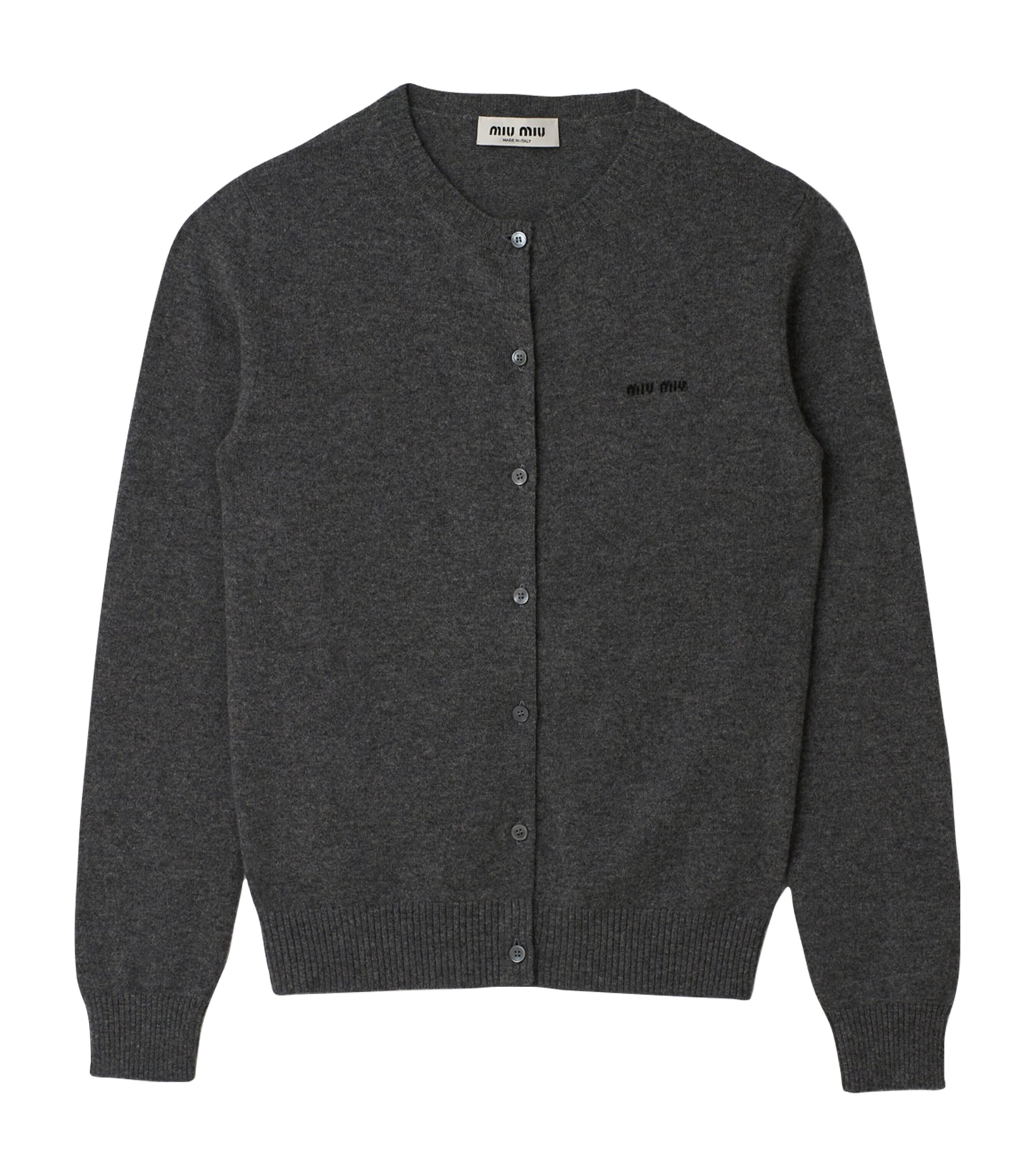 Grey Cashmere Logo Cardigan