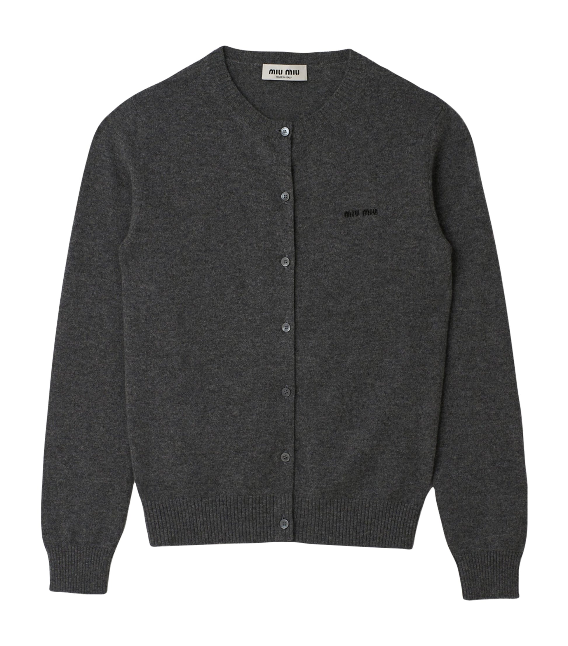 Grey Cashmere Logo Cardigan