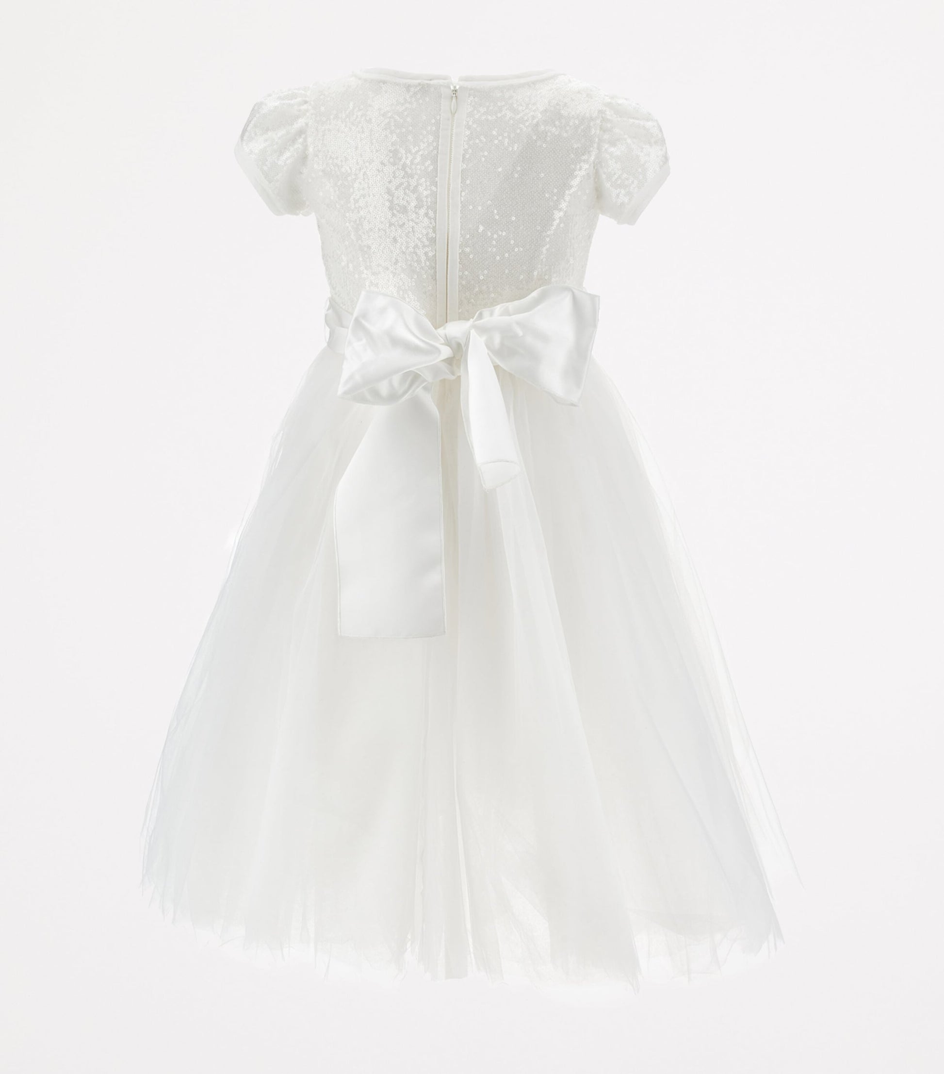 Monnalisa White Sequin-Embellished Dress (2-16 Years)