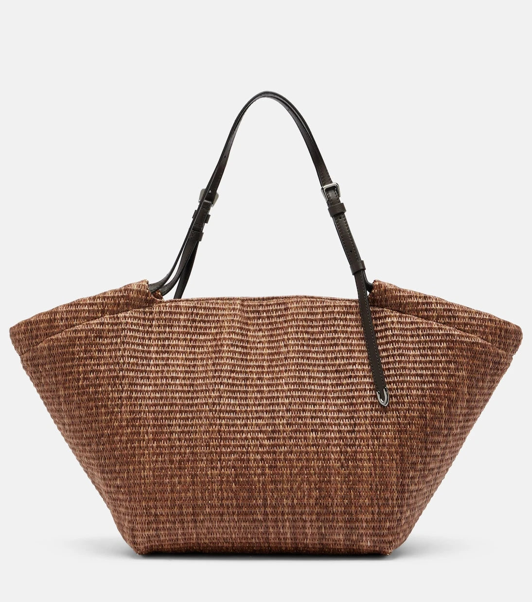 Brunello Cucinelli - Large leather-trimmed raffia-effect tote bag