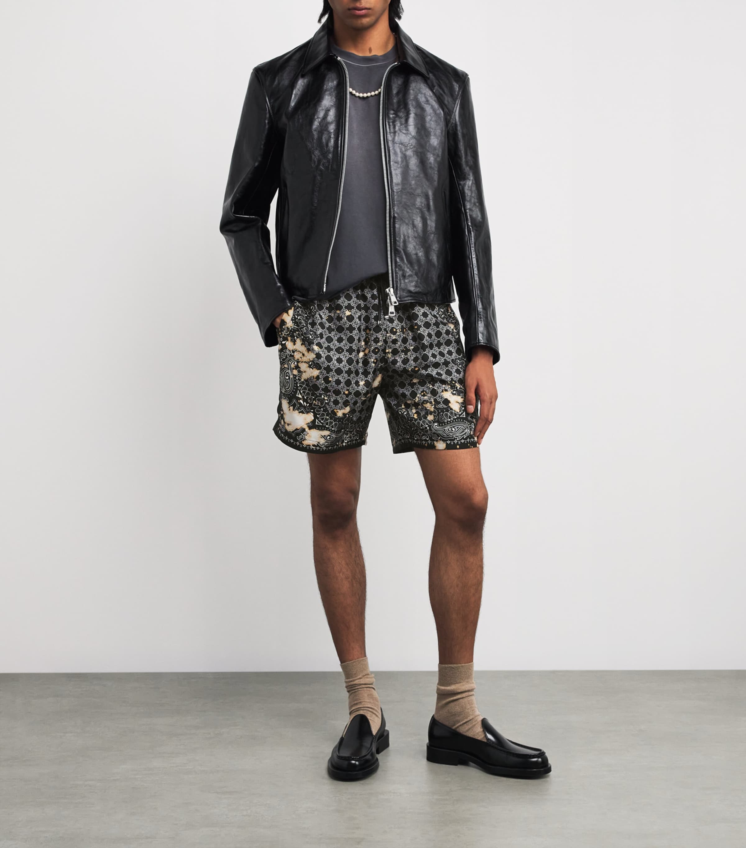 AMIRI Silk Bleached Bandana Print Shorts