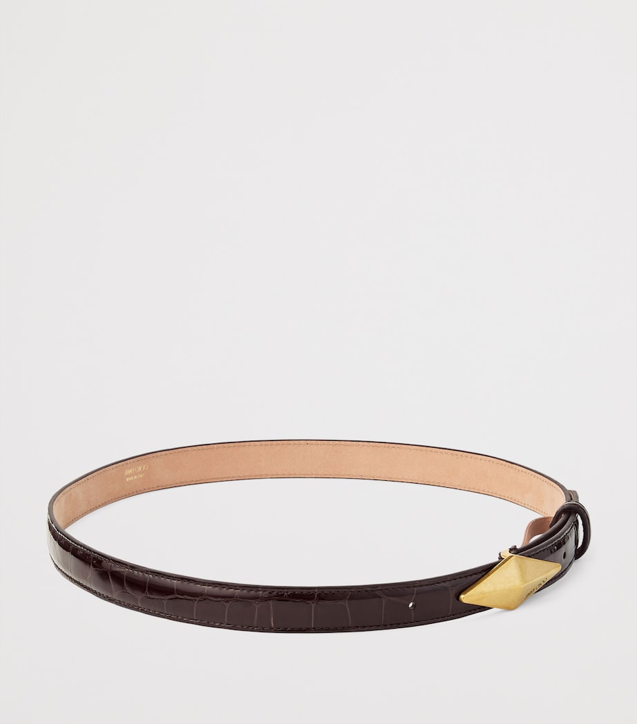Brown Leather Diamond Clasp Belt