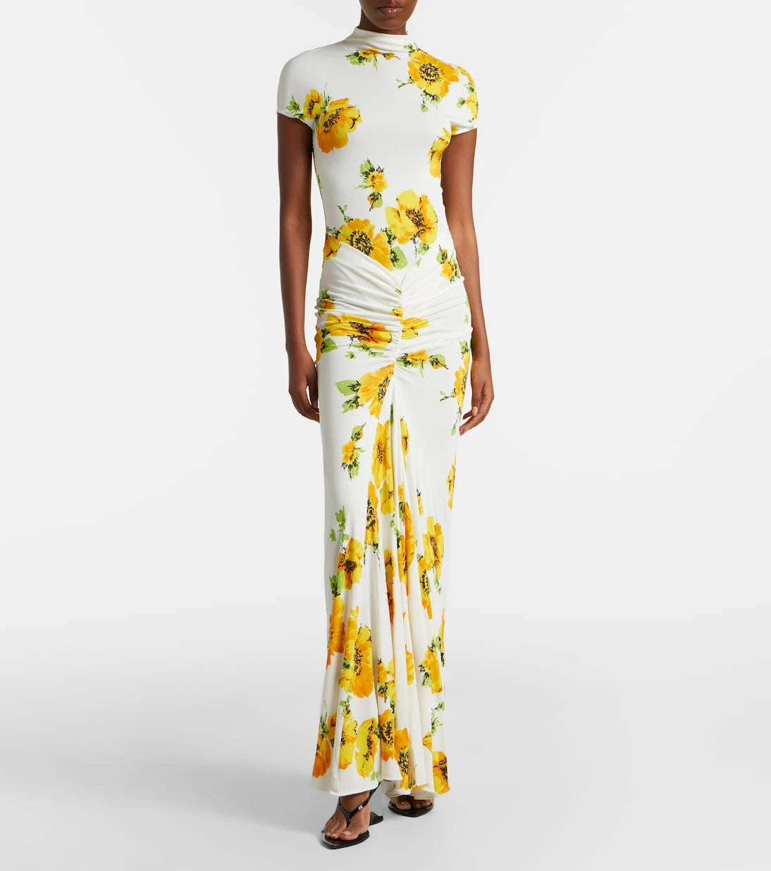 Alaïa - Floral ruched jersey maxi dress