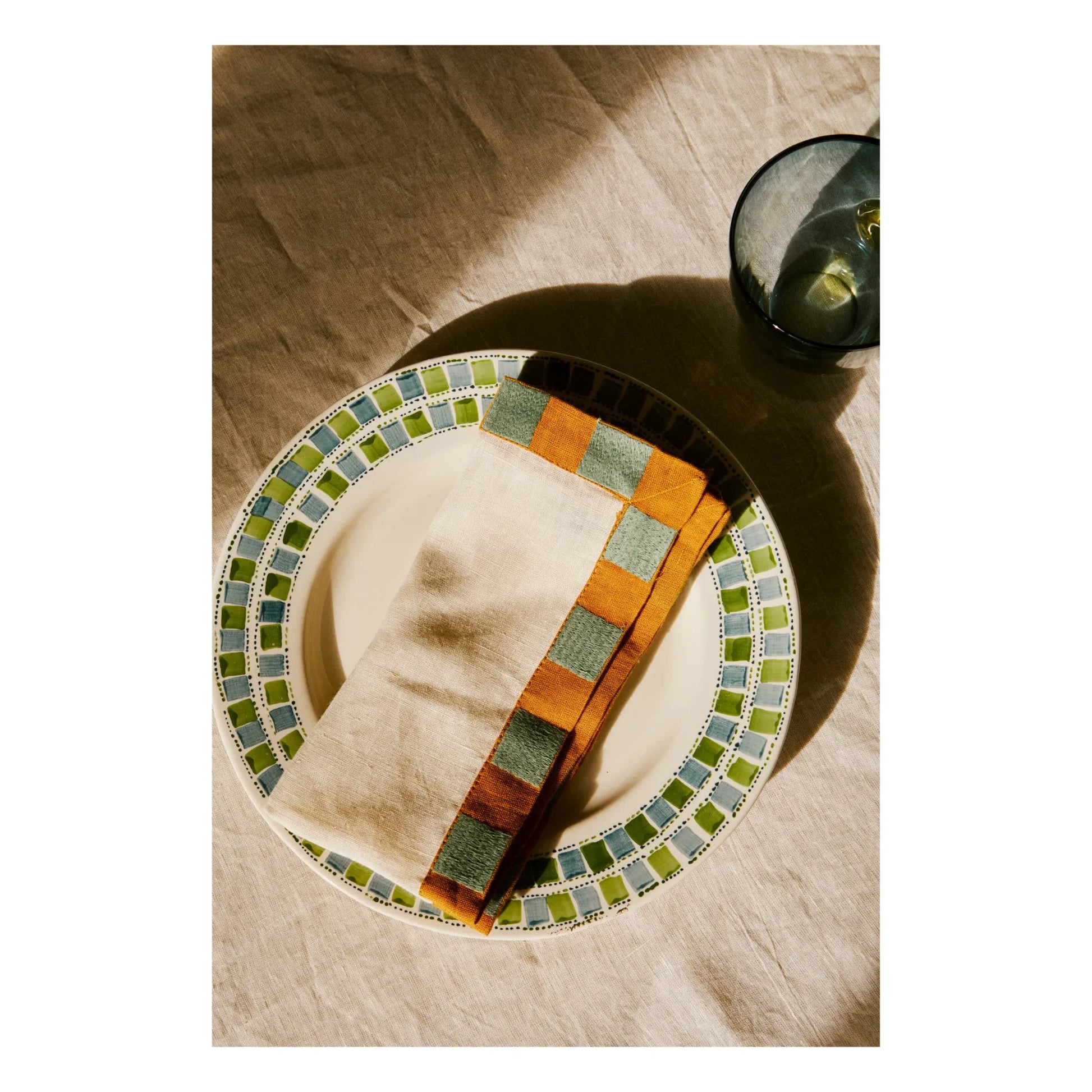 Tressé - Linen Damier napkin | Ecru