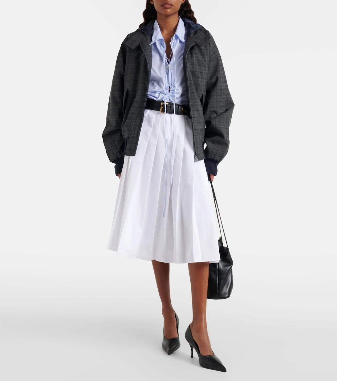 Prada - Checked hooded virgin wool jacket