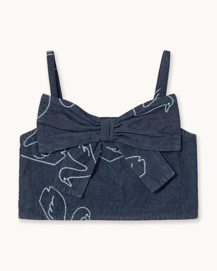 Tinycottons BIG SWANS DENIM BOW TOP Çocuk Kot Bluz