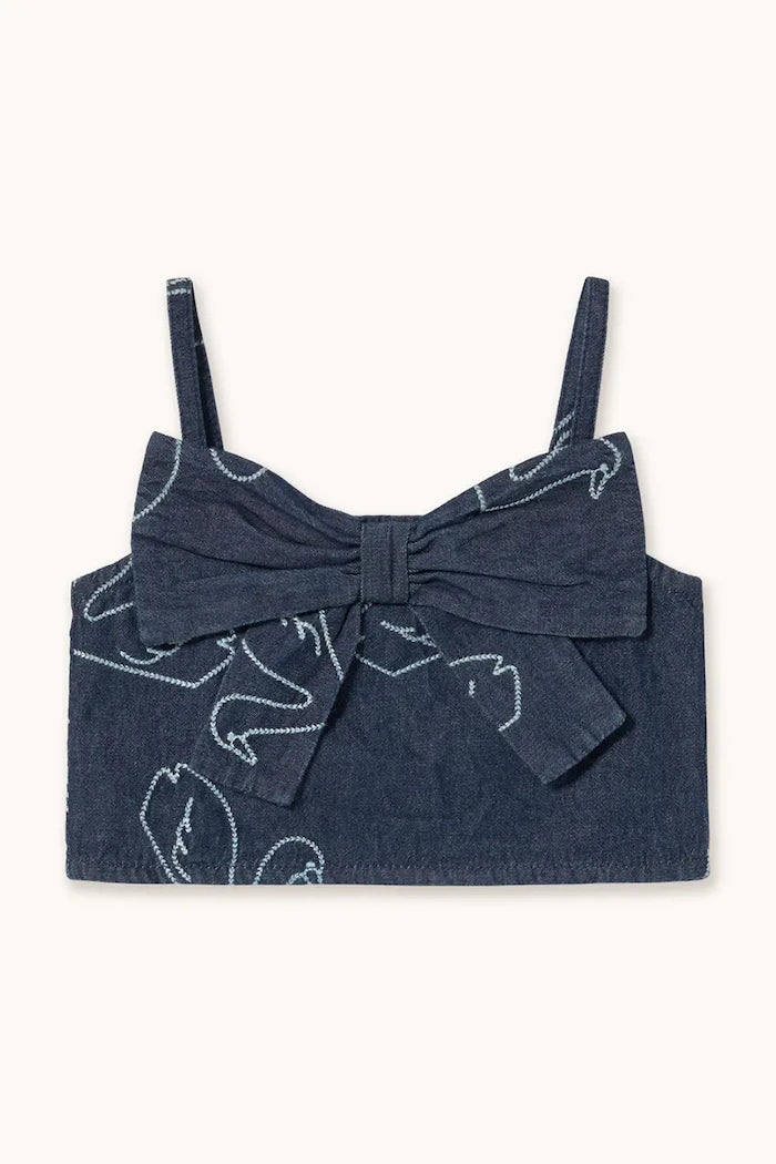 Tinycottons BIG SWANS DENIM BOW TOP Çocuk Denim Bluz