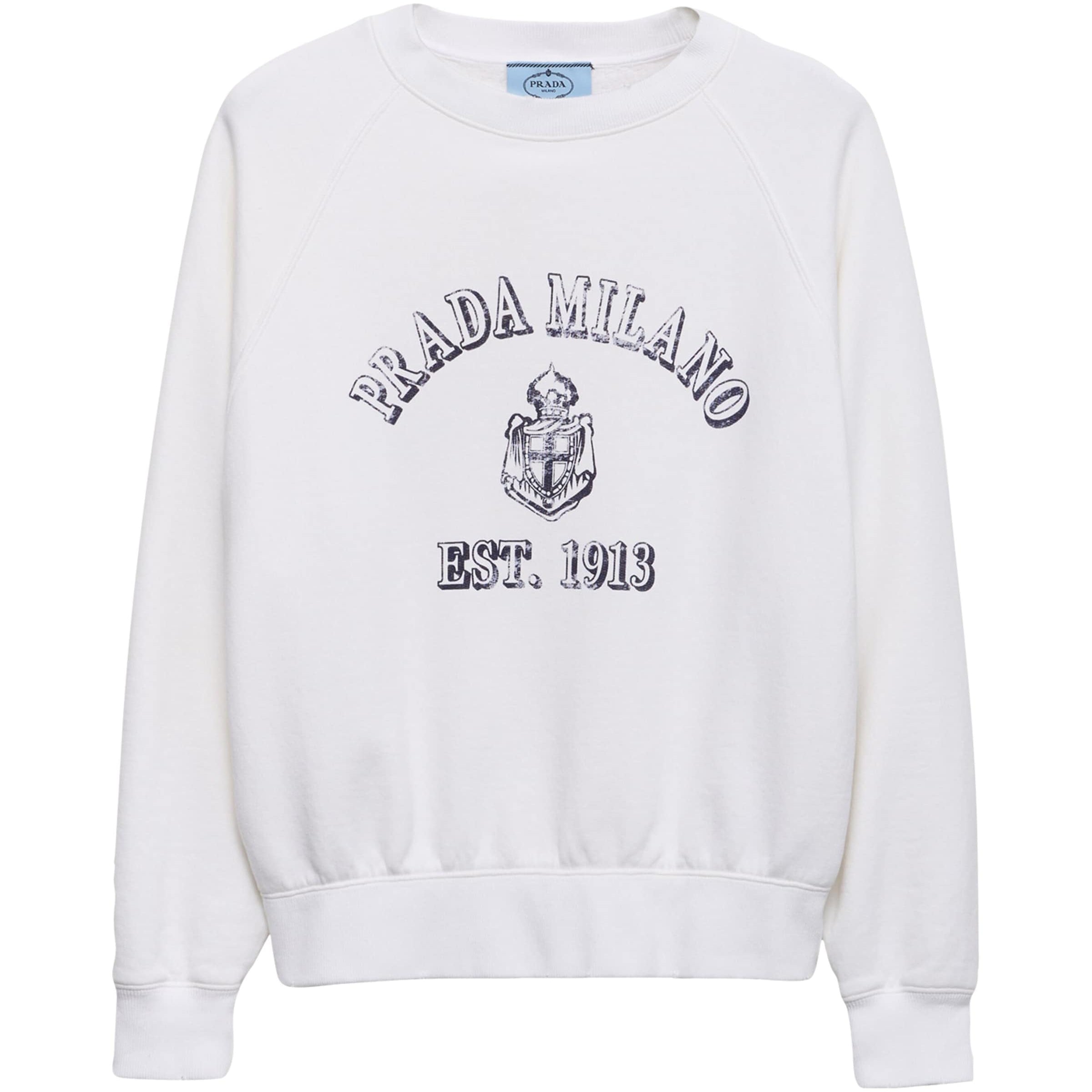 Prada White Cotton Crew-Neck Sweatshirt