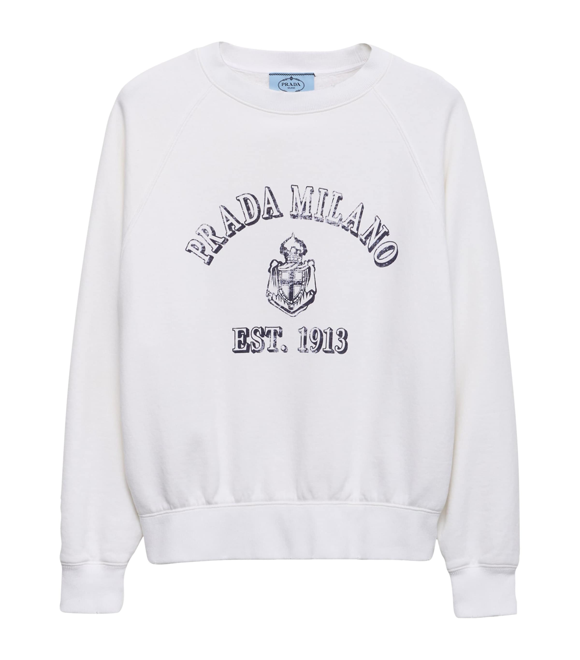 Prada White Cotton Crew-Neck Sweatshirt
